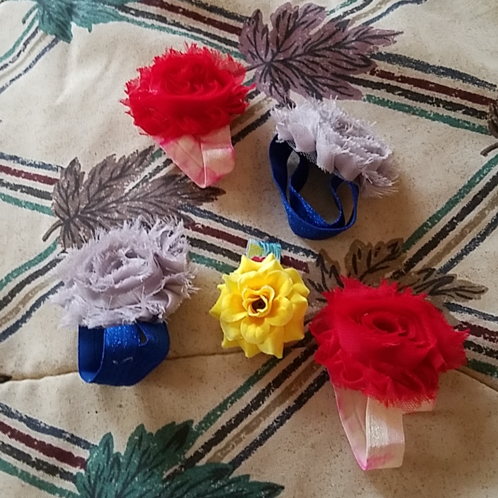 Pony tail holders/wrist flowers/infant girl sandal